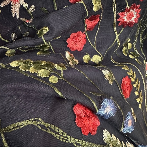 City Studio 16W Navy Mesh Floral Embroidered Fit & Flare Dress - Picture 6 of 16